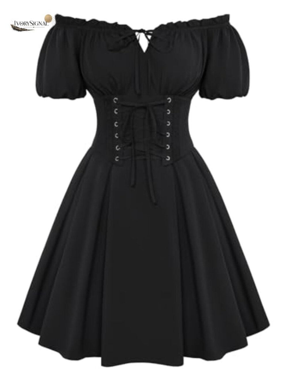 Renaissance Corset Mini Dress Off Shoulder Puff Sleeve Lace Up